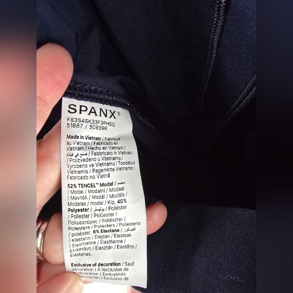 Spanx Airessentials Pique Sleeveless Mockneck Wide Leg Jumpsuit Sz Medium Navy - Picture 9 of 10